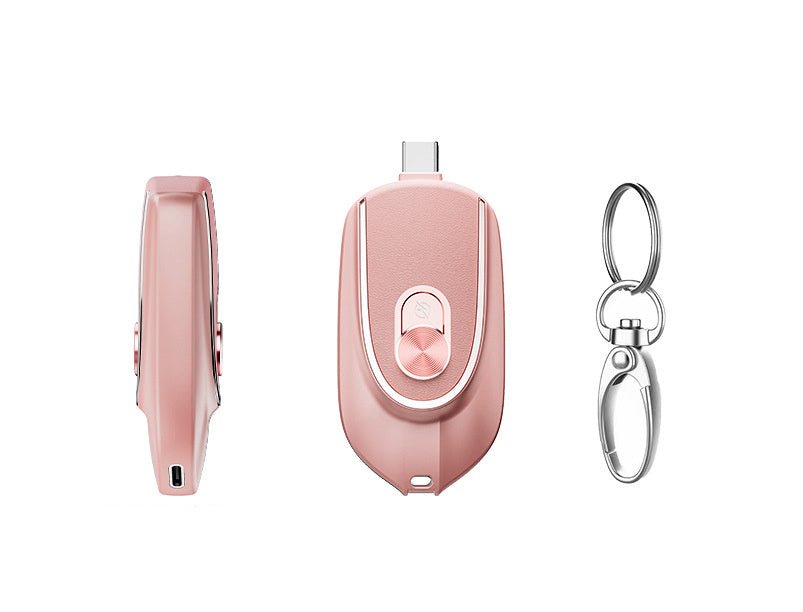 2-in-1 Mini Keychain Power Bank 1200mAh Retractable Plug Waterproof