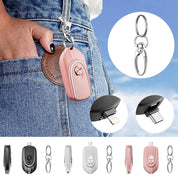 2-in-1 Mini Keychain Power Bank 1200mAh Retractable Plug Waterproof