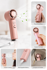 Handheld Mini Fan DF-99 with Integrated Light Pink