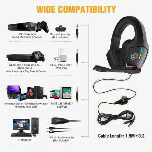 Gaming Headset RGB Wired - Professional PS4 PC Computer Headphones | UAE