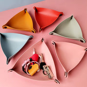 PU Leather Desktop Jewelry Storage Tray Organizer 17x15cm